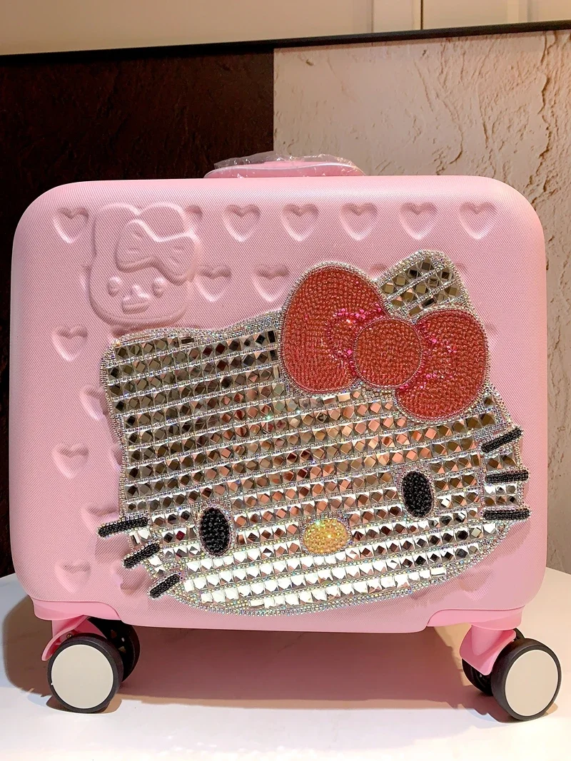 Original Hello Kitty Cute Carrying Case Cartoon Travel Makeup Case Large Capacity Multi functional Locked Portable Storage Box