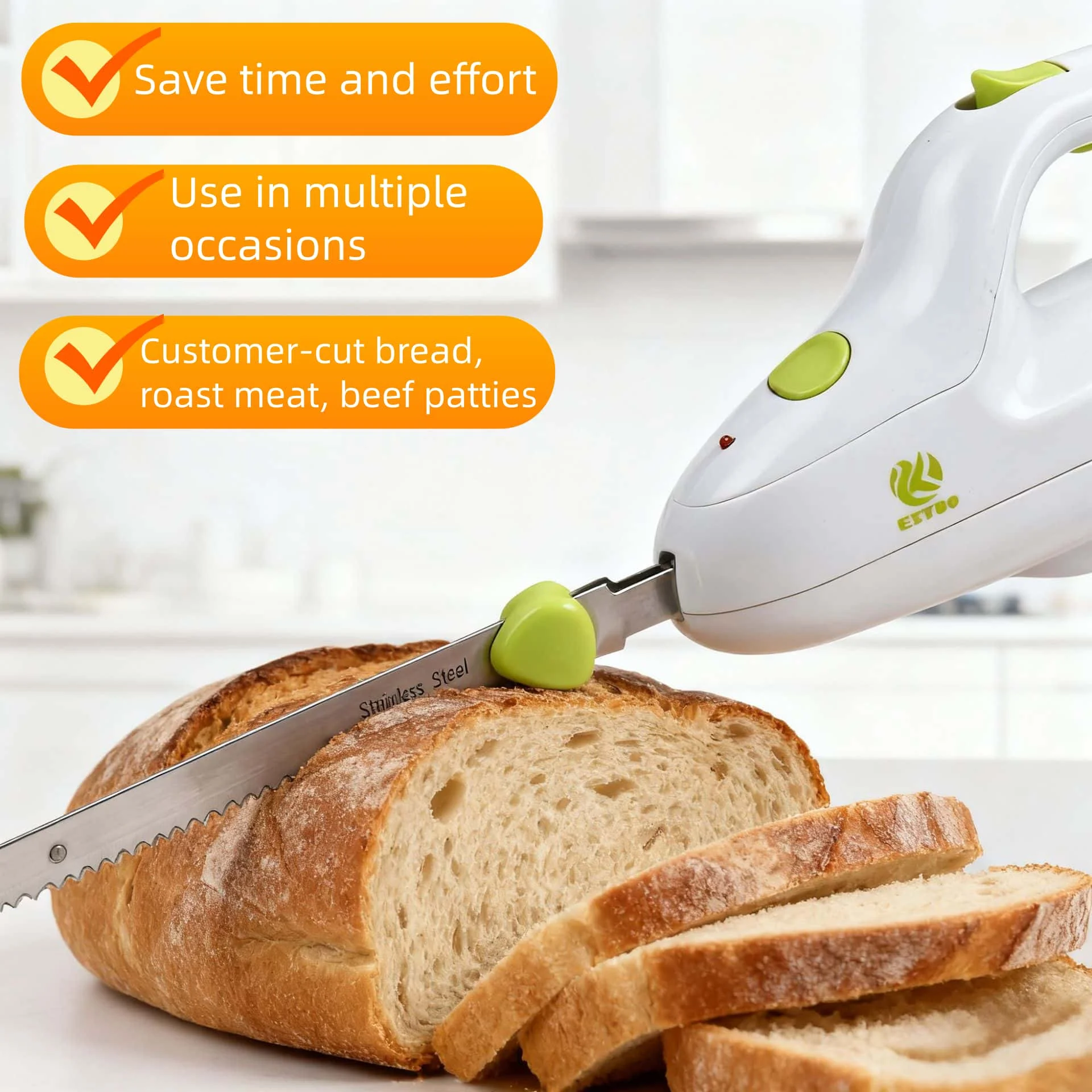 

Laboratory-saving Electric Bread Knife Stainless Steel Sawtooth Knife for Baking Cutting Bread Meat Sponge Kitchen Knives