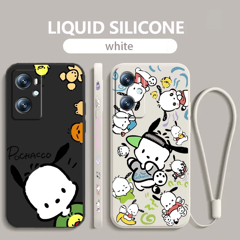 

Pacha Dog Sanrio Cartoon Liquid Left Rope For OPPO Find Reno 7 6 X6 X5 X3 X2 A98 A96 A15 A53 A74 A72 A5 A16K 5G S 2020 4G Cover