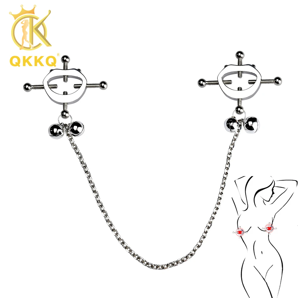 

QKKQ Metal Stainless Steel Nipple Clamps With Chain Breast Toys Couples BDSM Adult Play Sex Toys Nipple Stimulation