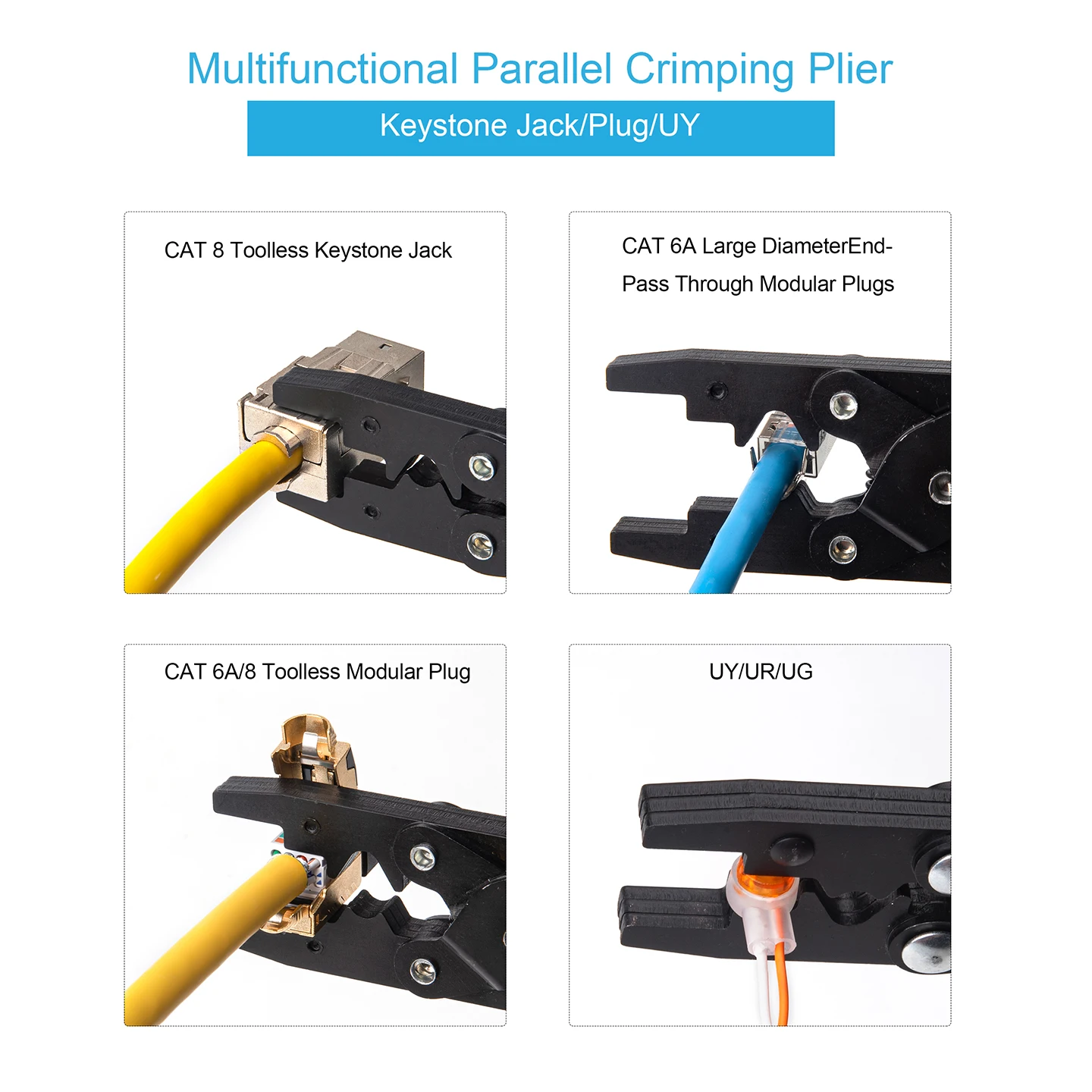 Linkwylan Strumento di crimpatura multifunzione professionale per Keystone Jack RJ45 RJ11 Adattatore di rete Cat5 Cat6 Crimpatrice per cavi