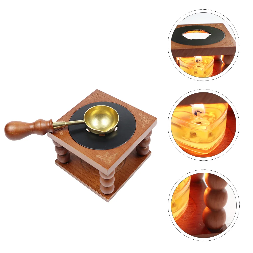

1Set Wood Seal Wax Stove Lacquer Melting Furnace Copper Spoon Wax Warmer Stamp Furnace for Wedding Invitations Letters Crafts