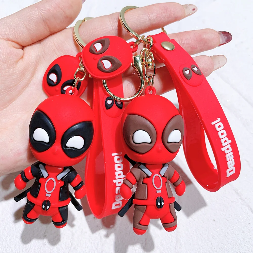 1pcs Hot Sale Deadpool Toys Keychain Anime Deadpool Model Charms Bag Pendant Keychains PVC Keyring Girl Boy Birthday Gift