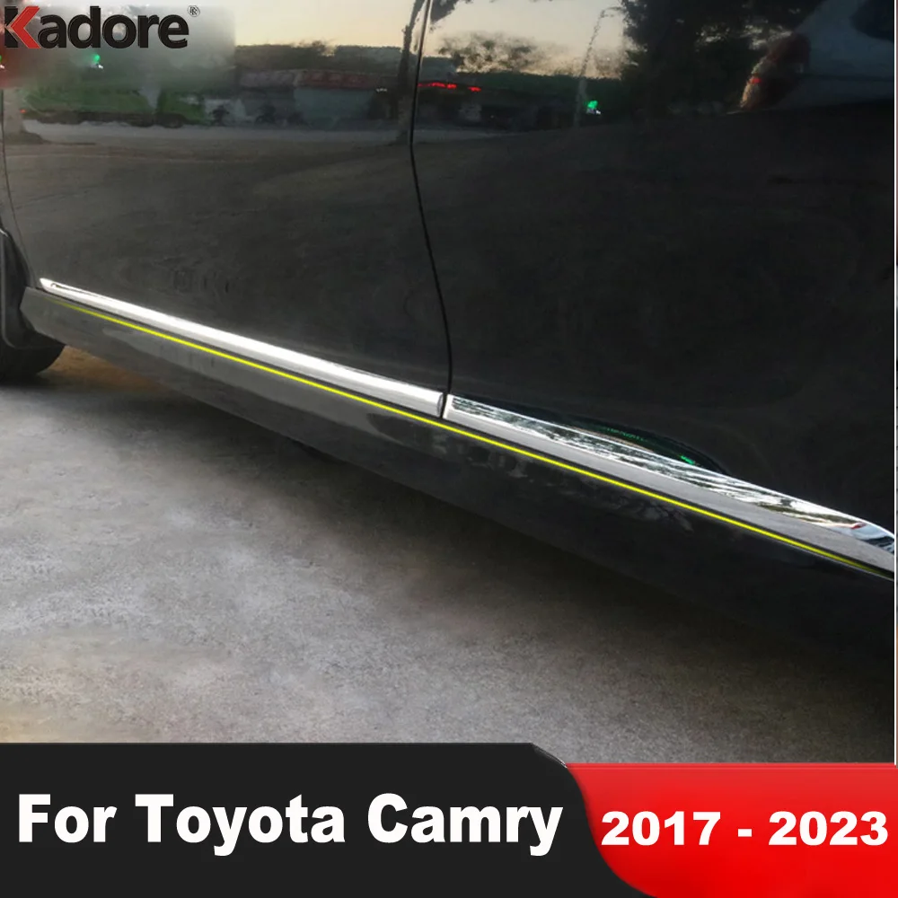 Side Door Body Trim For Toyota Camry 70 2017 2018 2019 2020 2021 2022 2023 Chrome Door Streamer Molding Strip Car Accessories