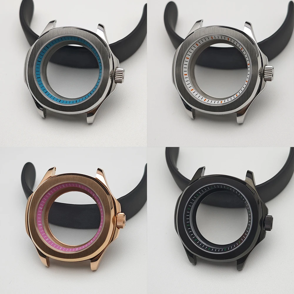 Boîtier en acier de 39.5mm avec bague intérieure, adapté aux pièces de montre à mouvement NH35 NH36 pour montres-bracelets en verre saphir, boîte de montre