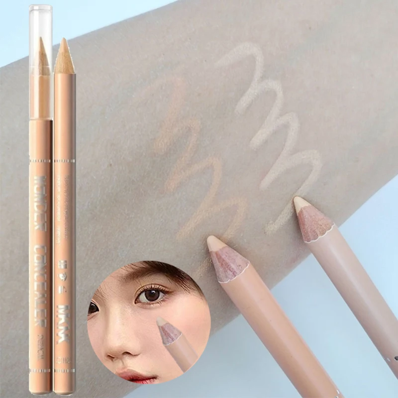 Lápiz corrector de madera, cubierta cremosa, cicatrices de acné, ojeras, Corrector de manchas, ilumina debajo del contorno de los ojos, barra de maquillaje resistente al agua