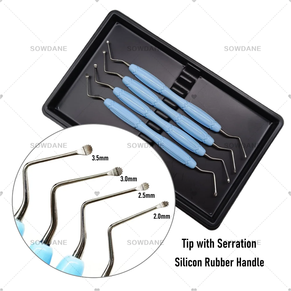 N Double Ends Tip with Saw Tooth Silicon Handle lab Implants Instruments Excavator Restorative Filling Tools lab Spoon