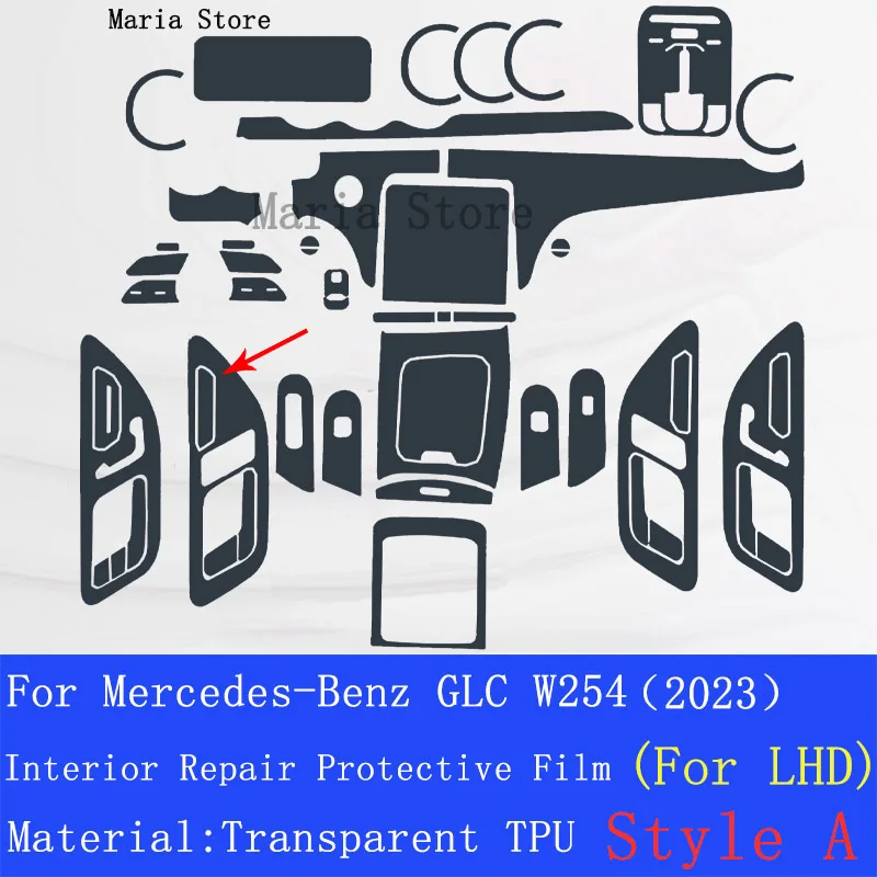 

For Mercedes-Benz GLC W254 2023 2024 Custom Fit Interior Protection Film Kit Dashboard Console Screen Protector Easy Install