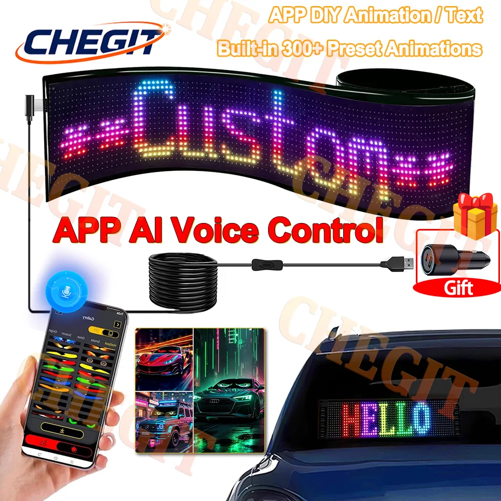 AI التحكم الصوتي LED مصفوفة بكسل لوحة ضوء التطبيق USB التحكم التمرير الإعلان LED سيارة تسجيل الرسوم المتحركة هدية قابلة للبرمجة #1