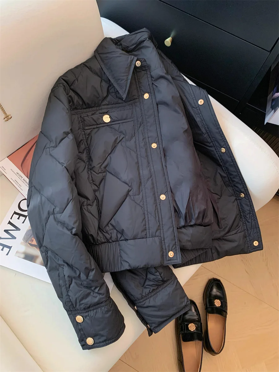 

Slim Fit Lightweight Collar Cotton Jaet Men's Casual Sle Faionable Small Size Autumn Winter Outerwear Bla