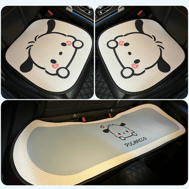 

Sanrio Car Seat Cushion Cute Pochacoo Breathable Seat Cushion 7-Piece Set Four Seasons Universal Car Interior Accessories