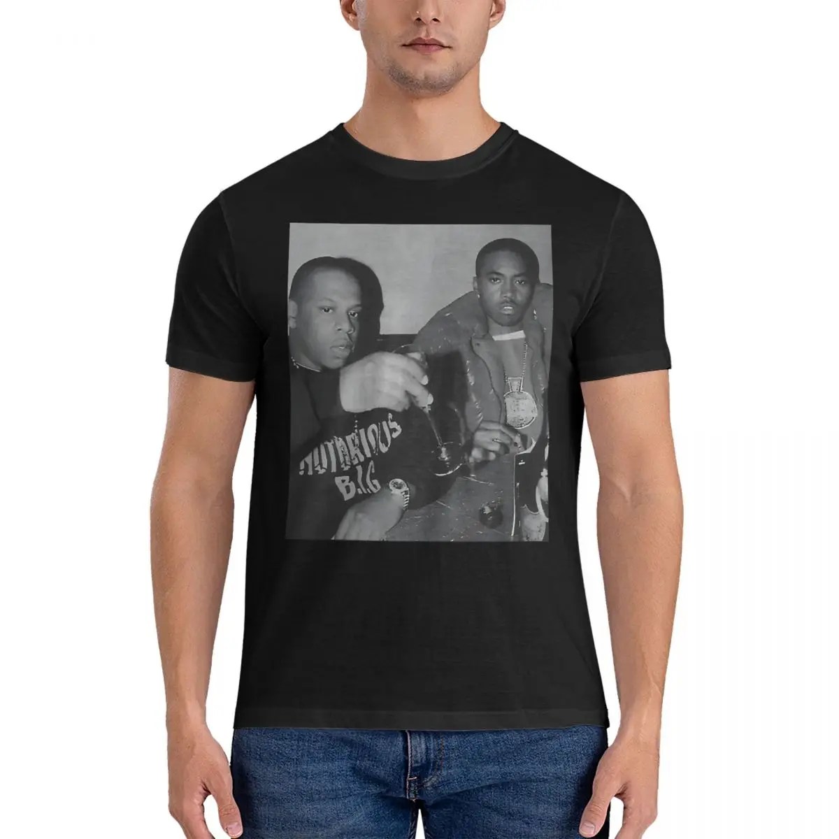 Funny And Nas Hip Hop Rap Legends T-Shirt Men O Neck Pure Cotton T Shirt JAY-Z Short Sleeve Tees 6XL Tops