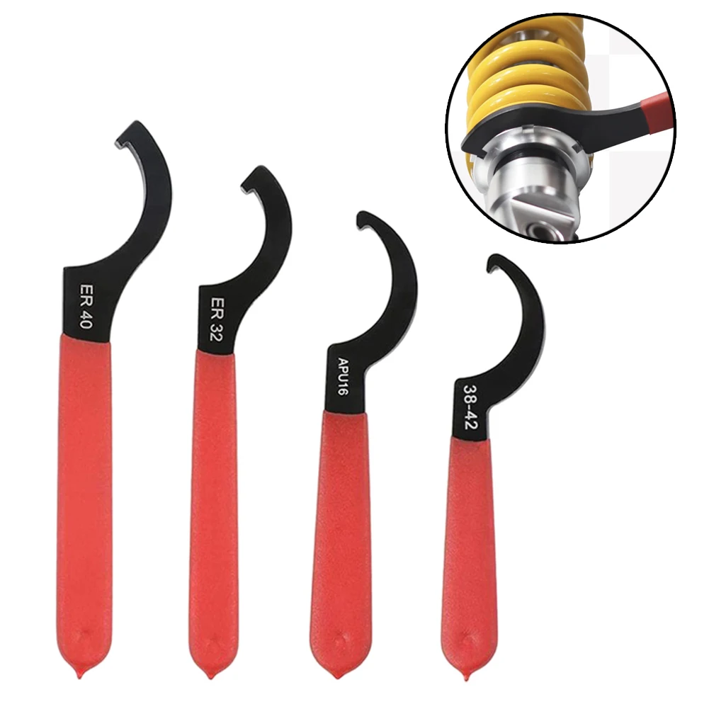 4Pcs C Hook Wrench Set Non-Slip Handle For ER32 ER40 APU16 Nut Adjustment Electric Spindle Engraving Tool High Carbon Steel