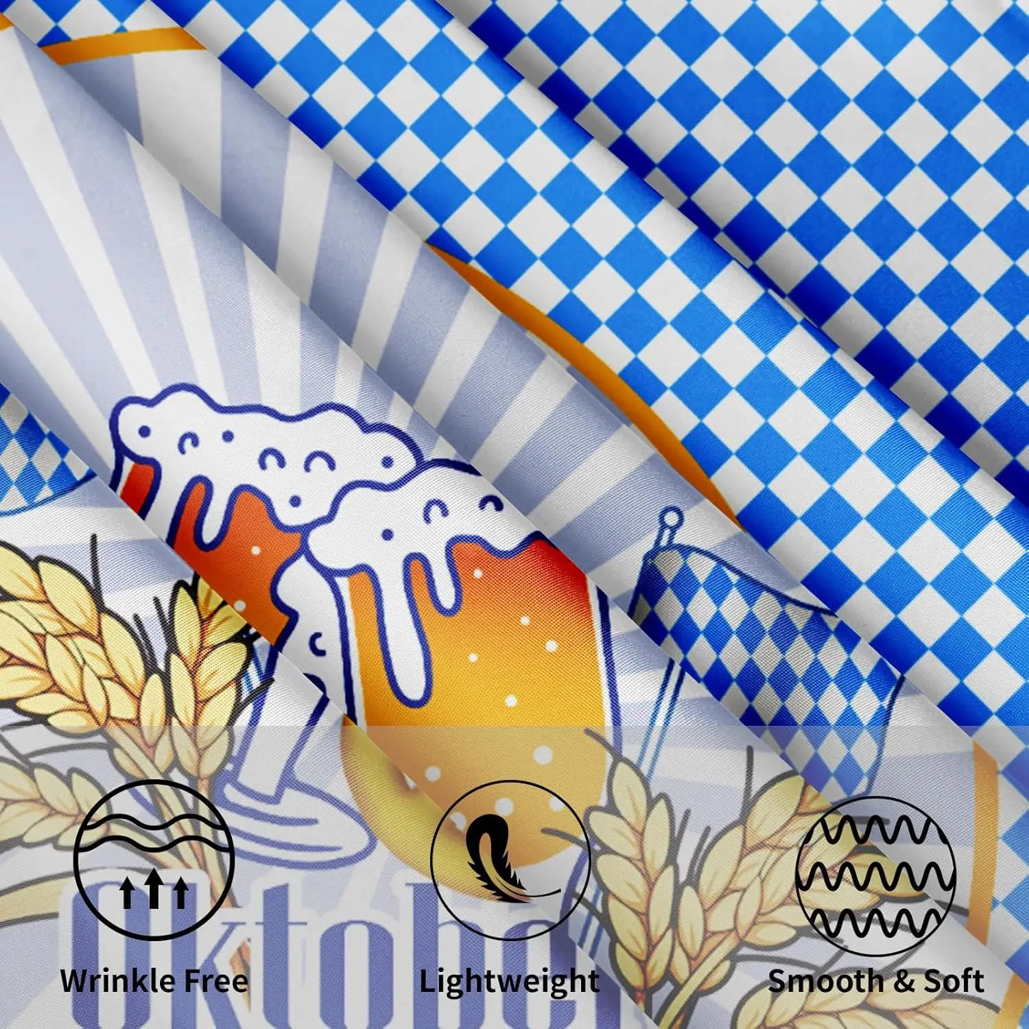 Oktoberfest Tablecloth Blue White Check Octoberfest Round Tablecloth German Bavarian Table Cloth for Farmhouse Kitchen