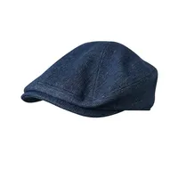 British Style Baseball Cap Men Women, Washed Denim Cotton Vintage Unisex Solid Blue Hat for Spring Summer