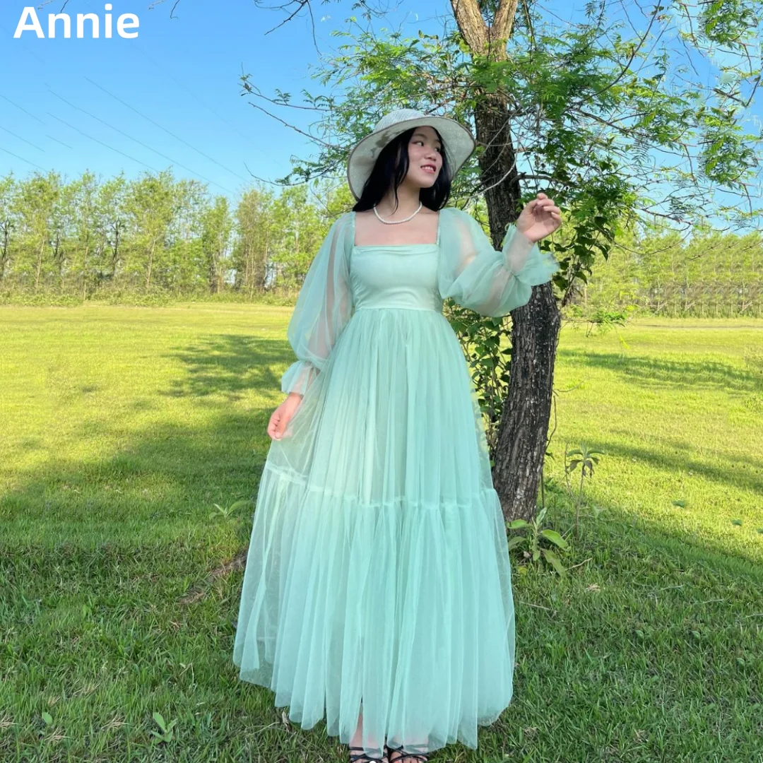 Annie Sweetheart Light Green Wedding Dress Fairy Tulle Long Sleeves Prom Dresses Ladies Formal OccasionsBespoke Occasion Dresses