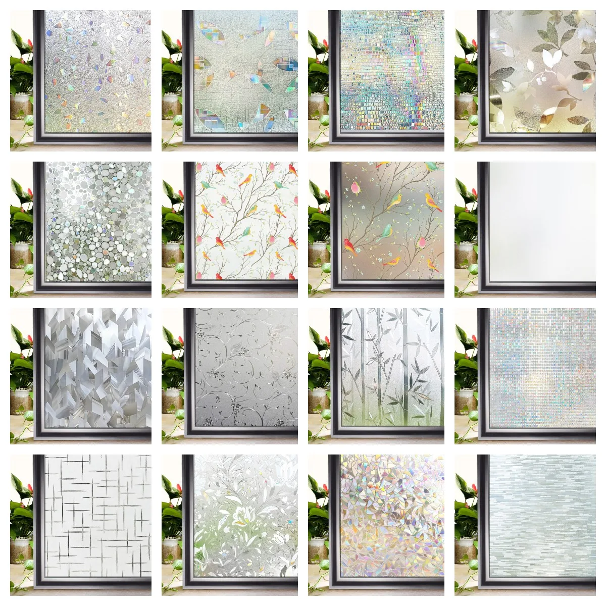 Heat Control Rainbow Window Vinyl Security Window Tinting Sonnenschutzfolie Nicht klebende Fensteraufkleber Buntglas