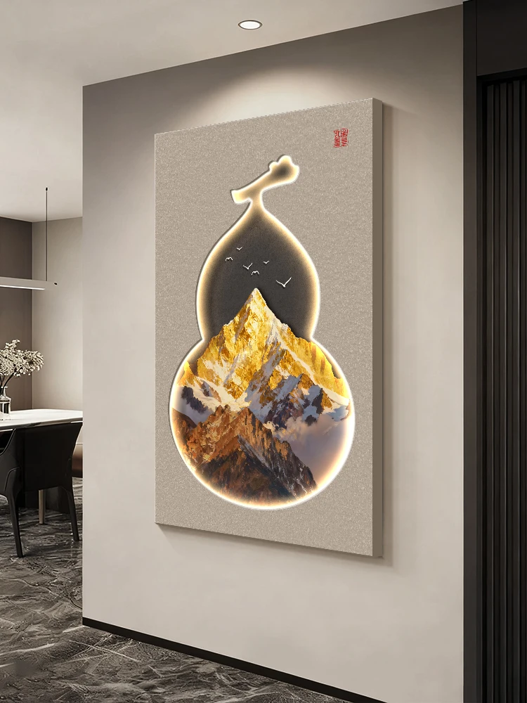 Sunlit Golden Mountain High-End Entrance Hall Decorative Painting Modern Light Luxury Gourd Living Room Sofa Background Wall Han