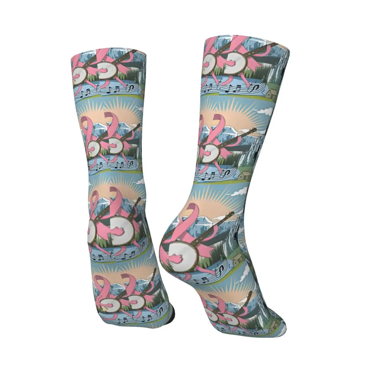 Crazy compression Breast Cancer Awareness_6 Sock for Men Harajuku Seamless Pattern Crew Sock Casual