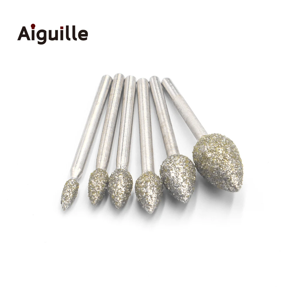 60# Diamond Grinding Burr Metal Peeling Bits Stone Jade Grinding Bits 4/5/6/8/10mm Diamond Grinding Point Stone Metal work