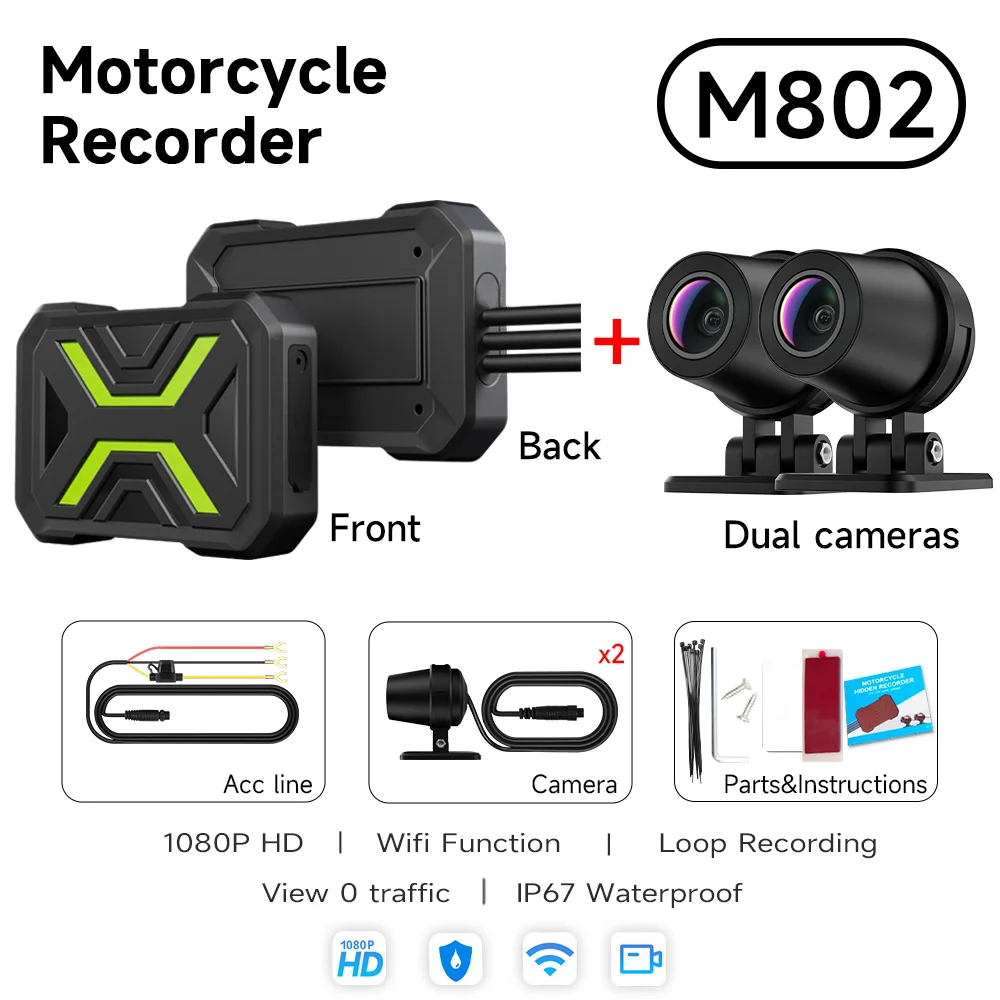 JIUYIN 1080P waterdichte motorfiets camera DVR motorfiets dashcam voor achter camera video motorfiets recorder moto accessoires