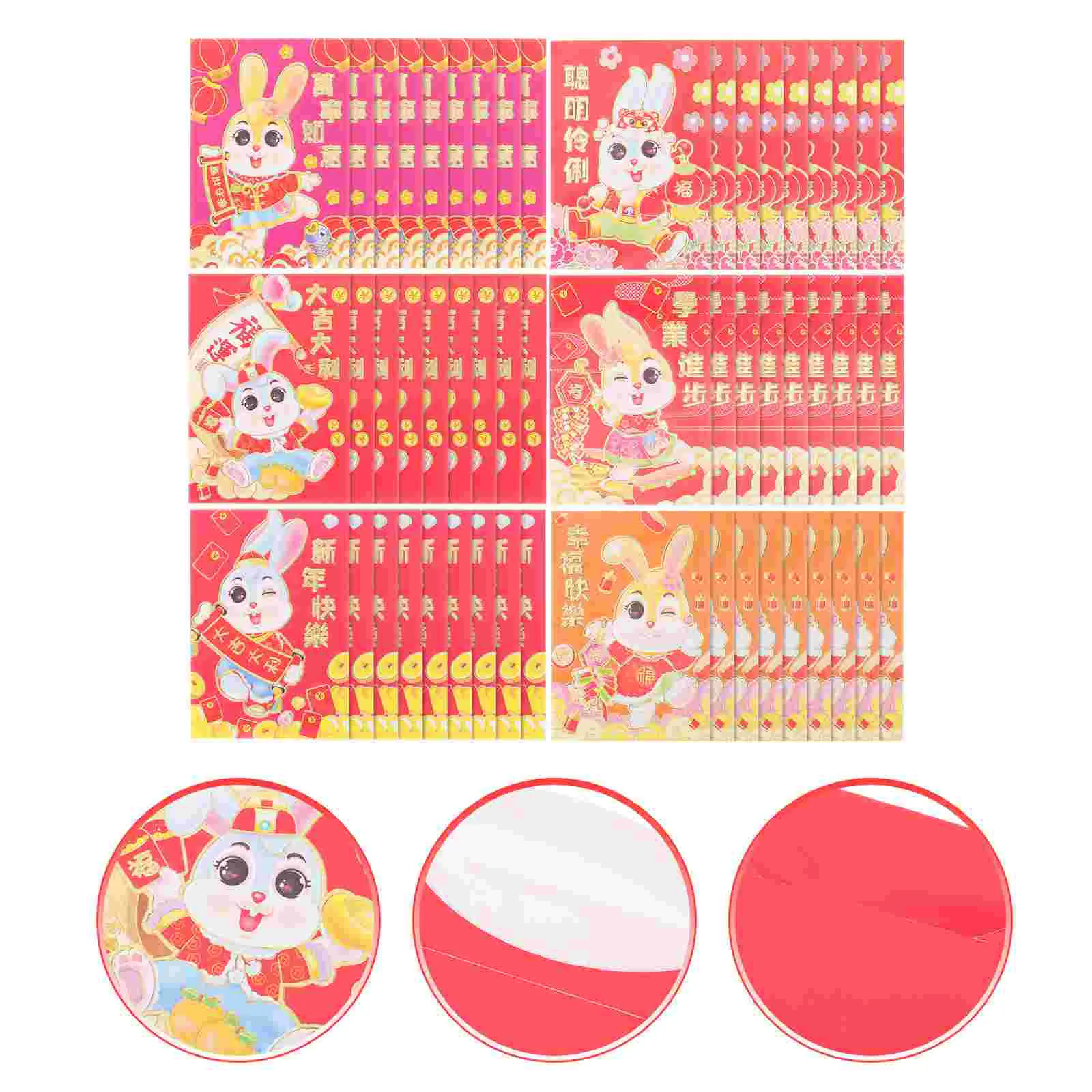 54 Pcs Chinese Style Traditional Red Envelopes Paper Pattern 2023 New Year Red Packet Spring Festival Envelope Money