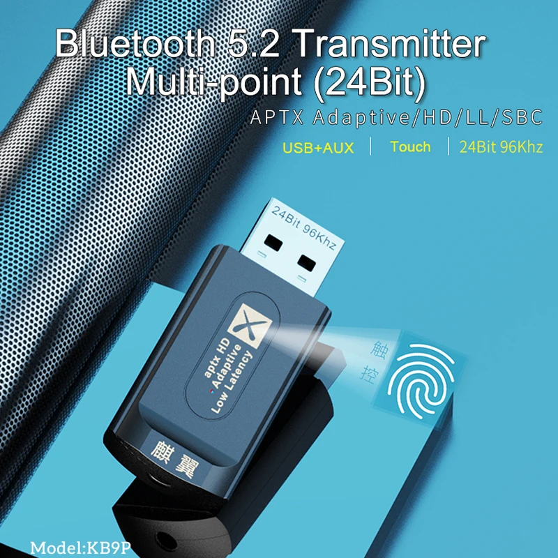 Qualcomm CSR BT 5.2 Audio Transmitter AptX LL HD Multi-point Wireless Adapter With 3.5mm AUX Port With Mic For TV PC PS4 PS5 XBX