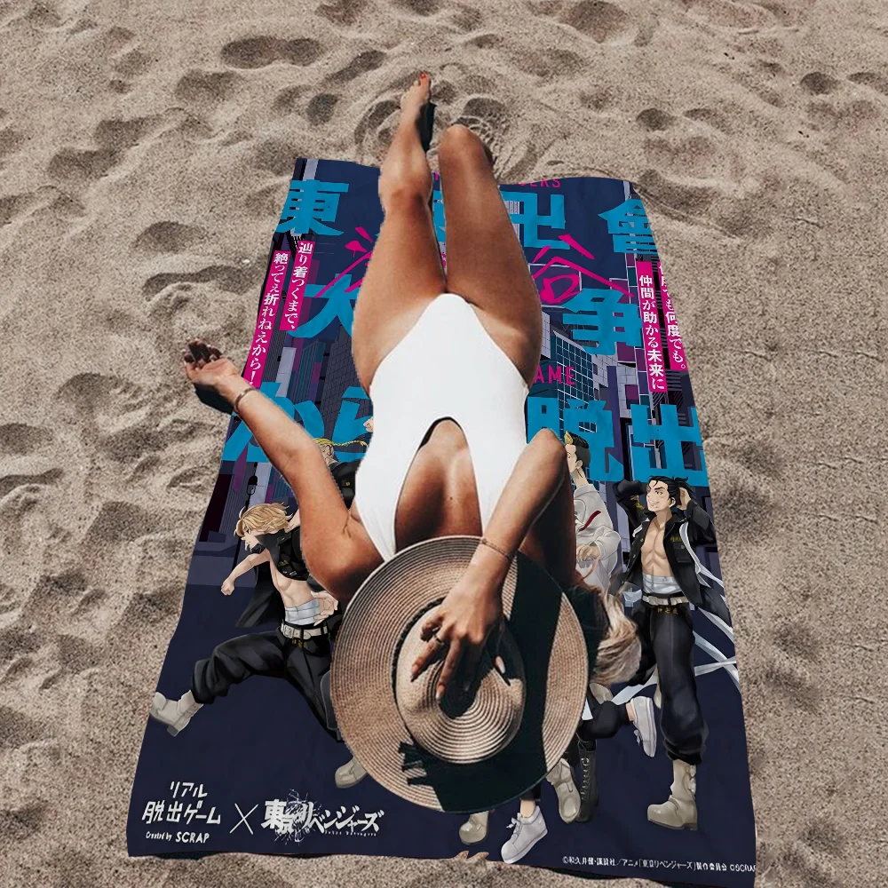 Japan Anime Tokyo Revengers Microfiber Blanket Quick Drying Beach Towels Oversized Printing Super Absorbent Pool Towel Blanket