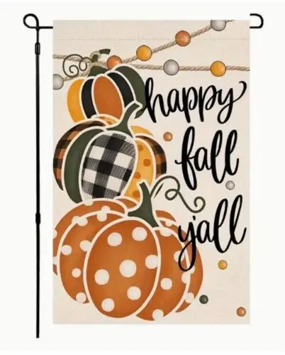 علم الحديقة مقاس 12 × 18 بوصة من الكتان المزدوج الجوانب Happy Fall Y'all VVJ HHU