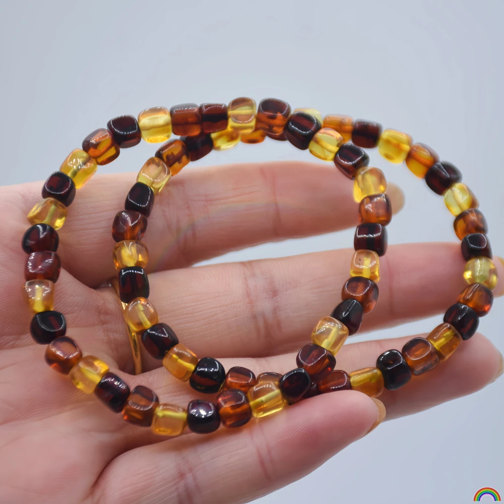 Natural Small Cube Sugar Amber Bracelet, 