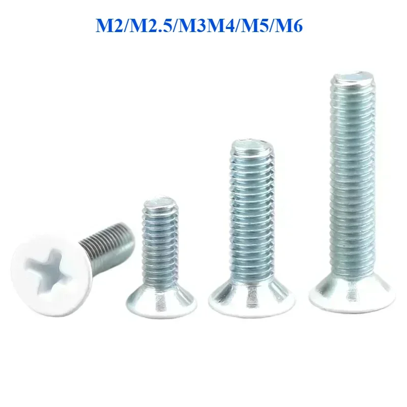 

M2 M2.5 M3 M4 M5 M6 304Stainless Steel Cross Phillips Flat Countersunk Head Screw White Bolt Pladur Nails Square Stud Furniture