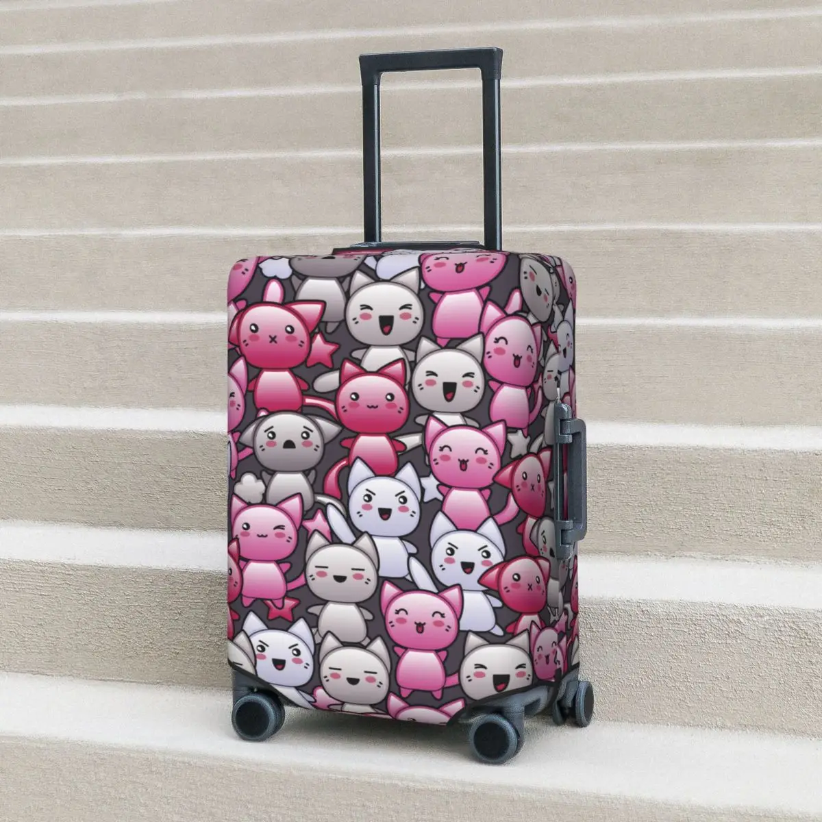 

Kawaii Doodle Cats Suitcase Cover Christmas Gift Flight Funny Elastic Luggage Accesories Business Protection