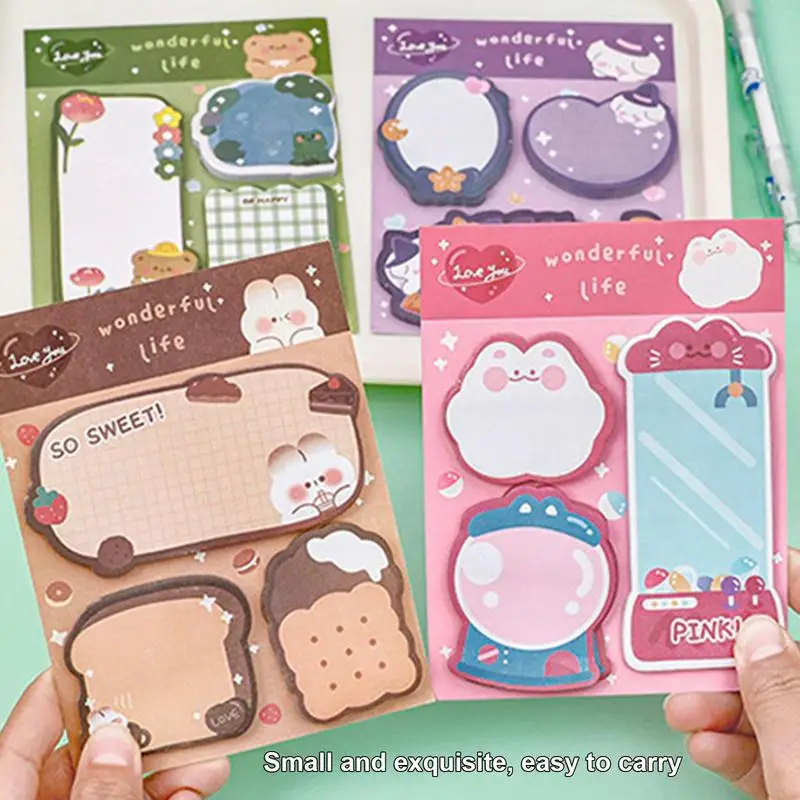 Animal Sticky Notes Decorative Cartoon Self-Stick Memo Pads Notepad Page Markers Flags Tab Supplies For Teachers Roommates Kids