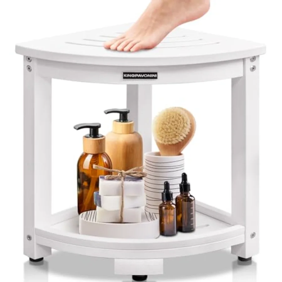 

Waterproof Corner Shower Stool for Inside Shower Anti-Fading Shower Bench for Shaving Legs HDPS Anti-Fracture Shower Seat with