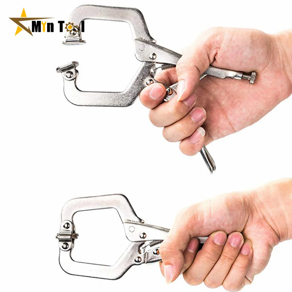 C Clamp Weld Clip Woodwork Fix Plier Pincer Tong Tenon Grip Vise Swivel Pad Locator Alloy Hand Tool for Wood Working