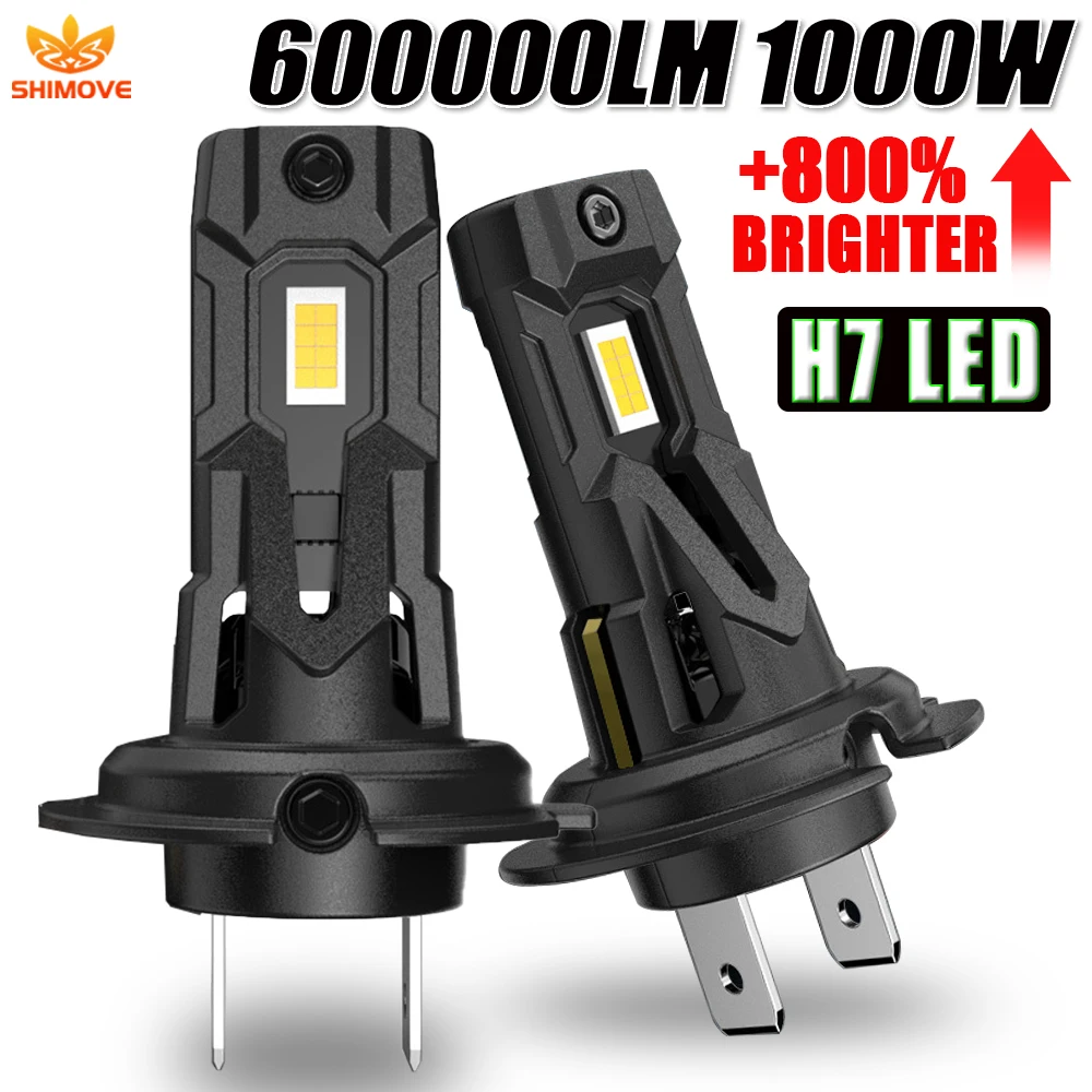 

H7 LED Bulbs 1000W Wireless Plug And Play Car Led Lights With Fan 1:1 Mini Size Upgrade CSP Chips Automobile Headlight Fog Lamp