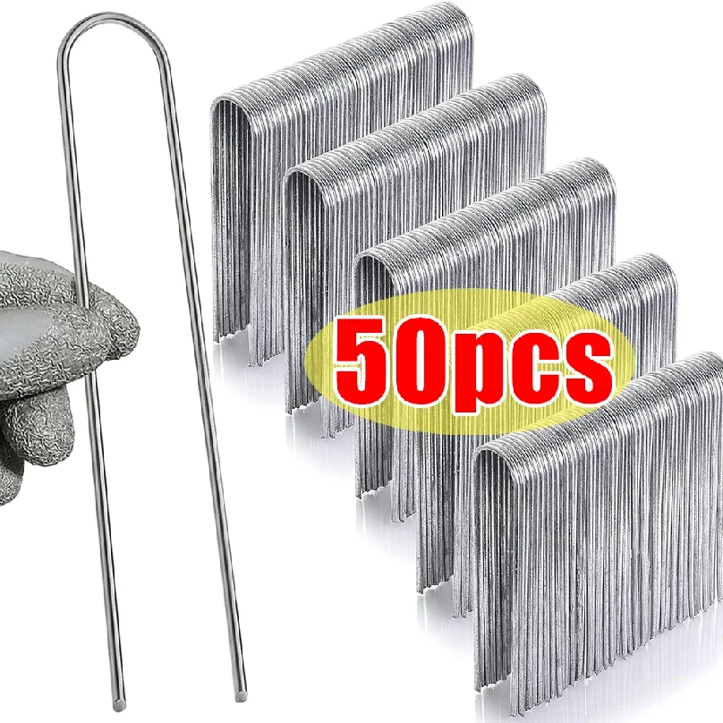 

U-type Garden Staples Heavy-duty Fence Tubing Stakes Sod Pins Galvanized Landscape Spike for Holding Lawns Barrier Ground Nail