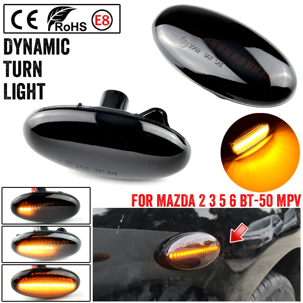 2 Pieces LED Dynamic Turn Signal Side Marker Light Sequential Blinker Light For Mazda 2 For Mazda 3 5 6 BT-50 MPV