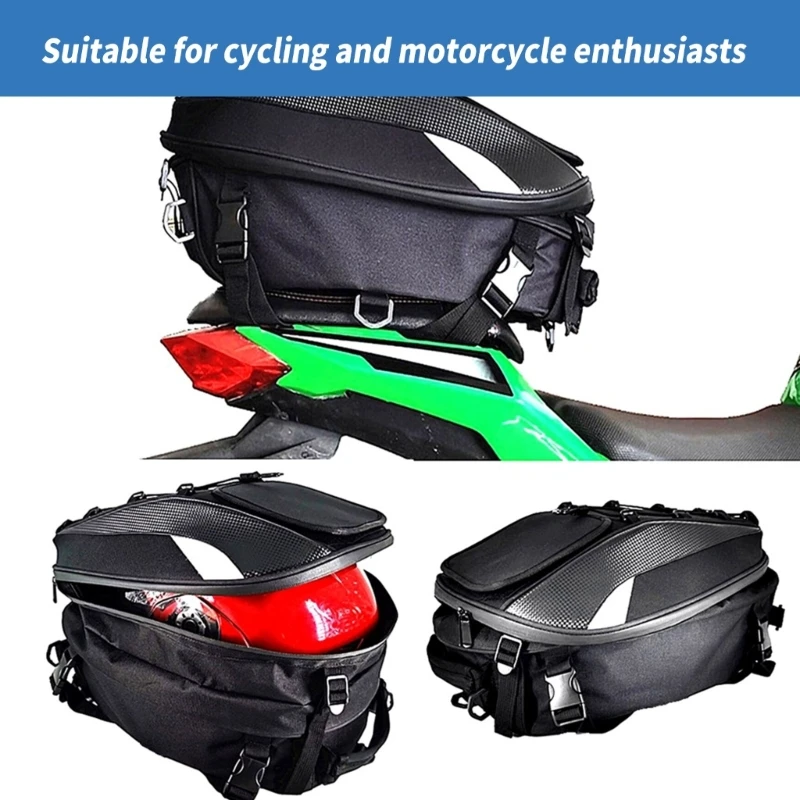 Waterproof Motorcycle Riding Pack Multiuse Tail Bag Helmets Gear Organized Storage Backpack with Spacious Compartments