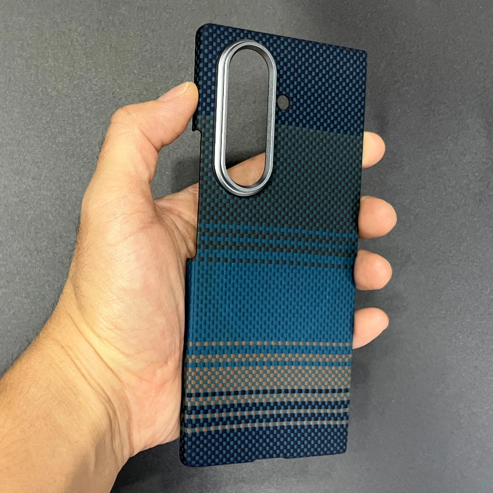 

Magnetic Carbon Fiber Case for Samsung Galaxy Z Fold7 Cover Anti-Fingerprint Hard Aramid Shockproof Back Compatible with MagSafe