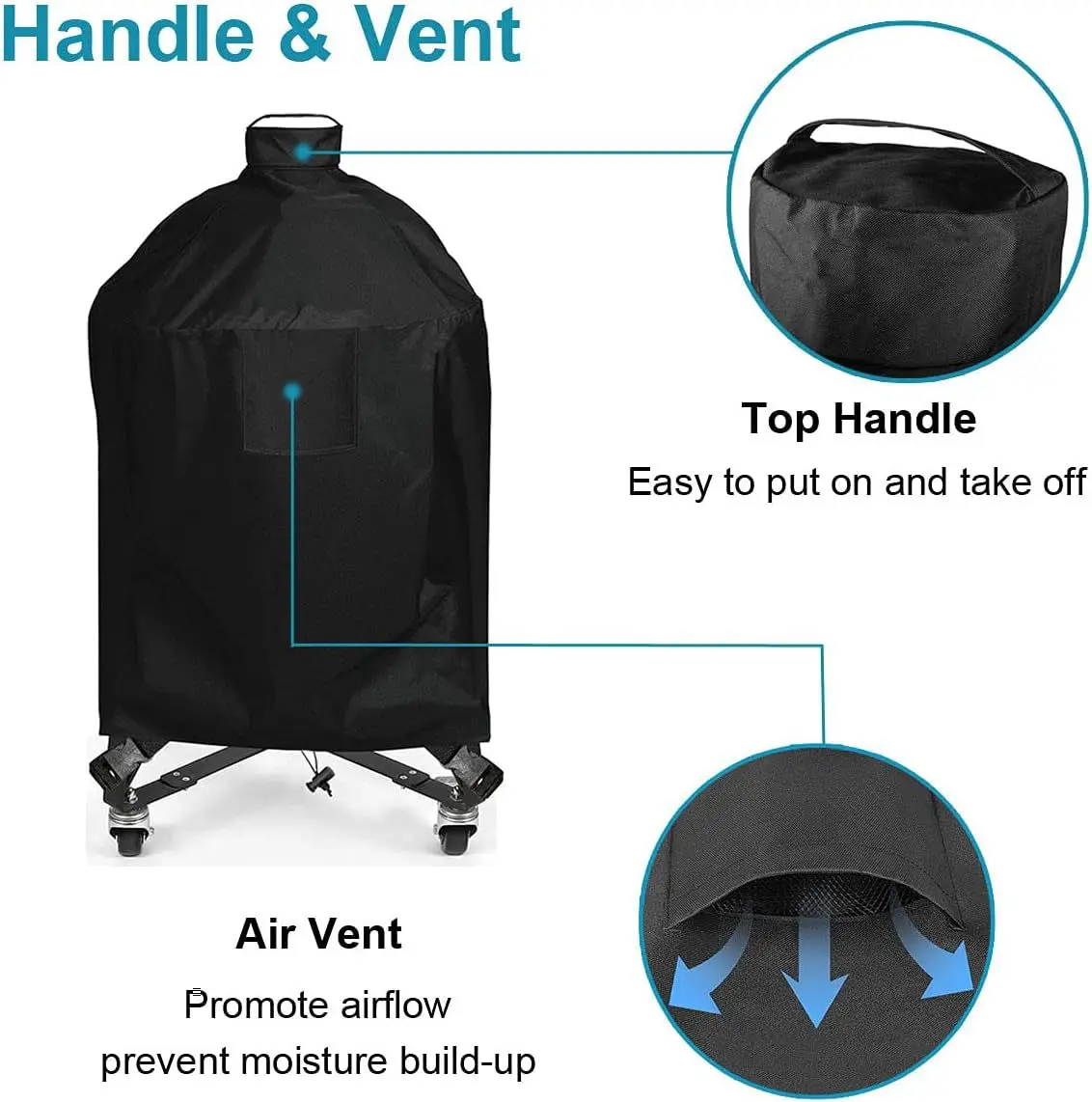 Barbecue Cover Round Grill Cover with Portable Outdoor Windproof Barbecue Grill Waterproof Cover Barbecue Grill Dustproof Cover