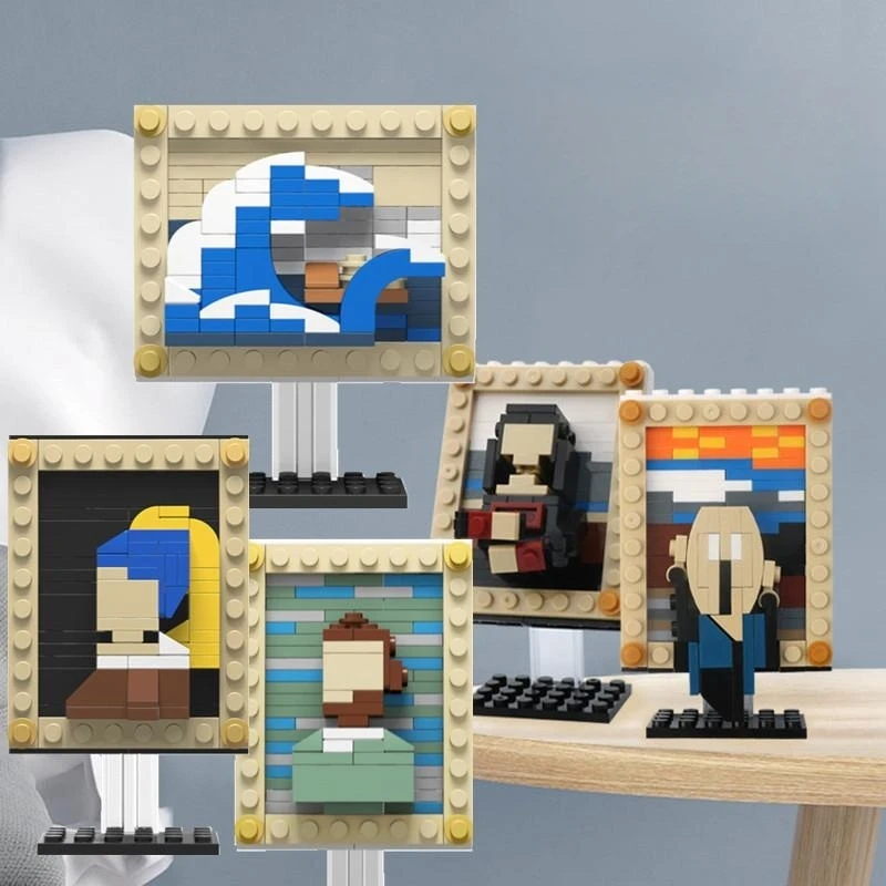 Get Your Famous Paintings Moc Toy Bricks Creative Art Mini Building Blocks Mona Lisa-Starry Sky-Portraits Gifts For Christmas