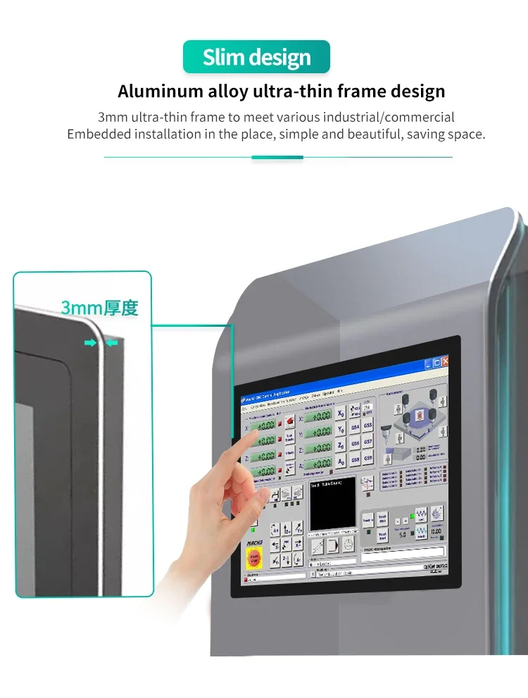 10.1 15.6 21.5 inch IP65 touch screen rack mount industry monitor windows fhd rs232 central control panel pc industrial panel pc