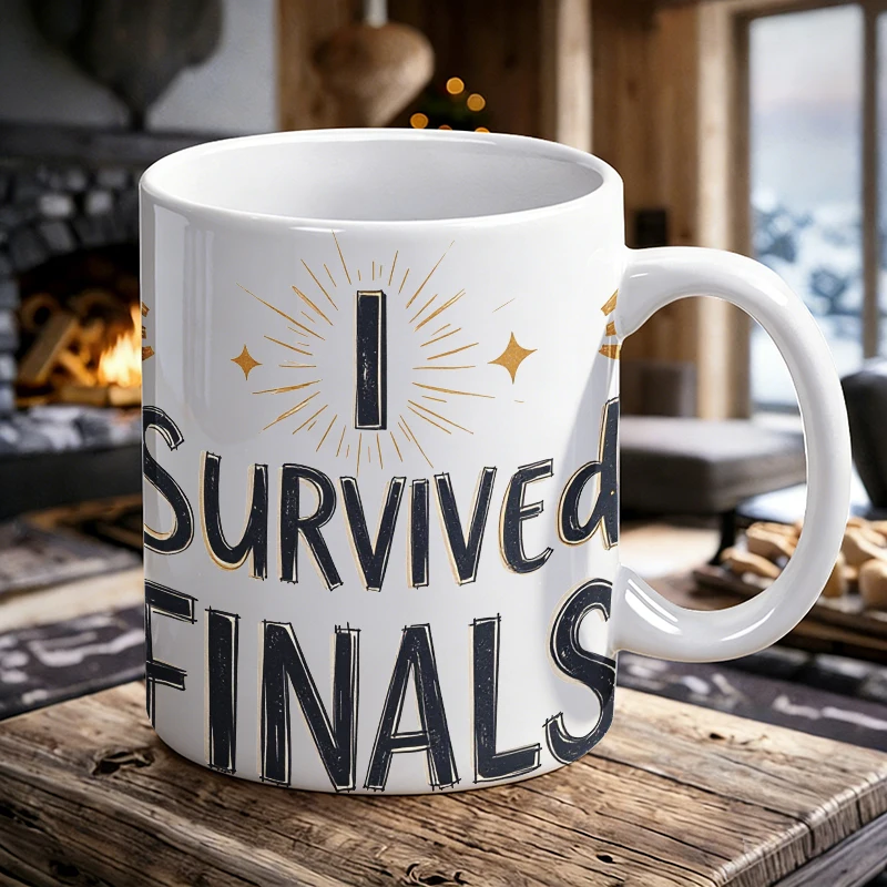 

Funny and Interesting 'I Survived Finals' Ceramic Mug, Coffee Mug, Milk Cup, Office Tea Cup, Drinking Cup, Gift for Friends