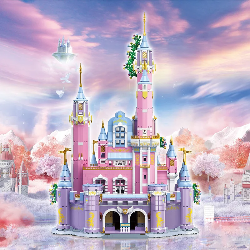 City Series 4780Pcs Dream Princess Castle Model Building Blocks Street View Flowers House Mini Bricks Toys Girls Birthday Gifts