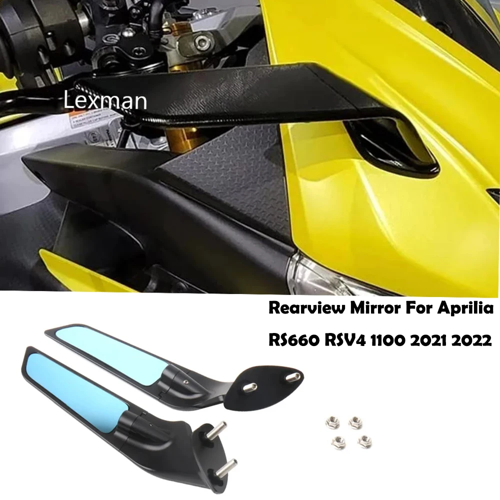 New For Aprilia RS660 RSV4 1100 2021 2022 Stealth Mirrors Motorcycle Wing Mirrors Adjustable Rotating Rearview Side Mirror