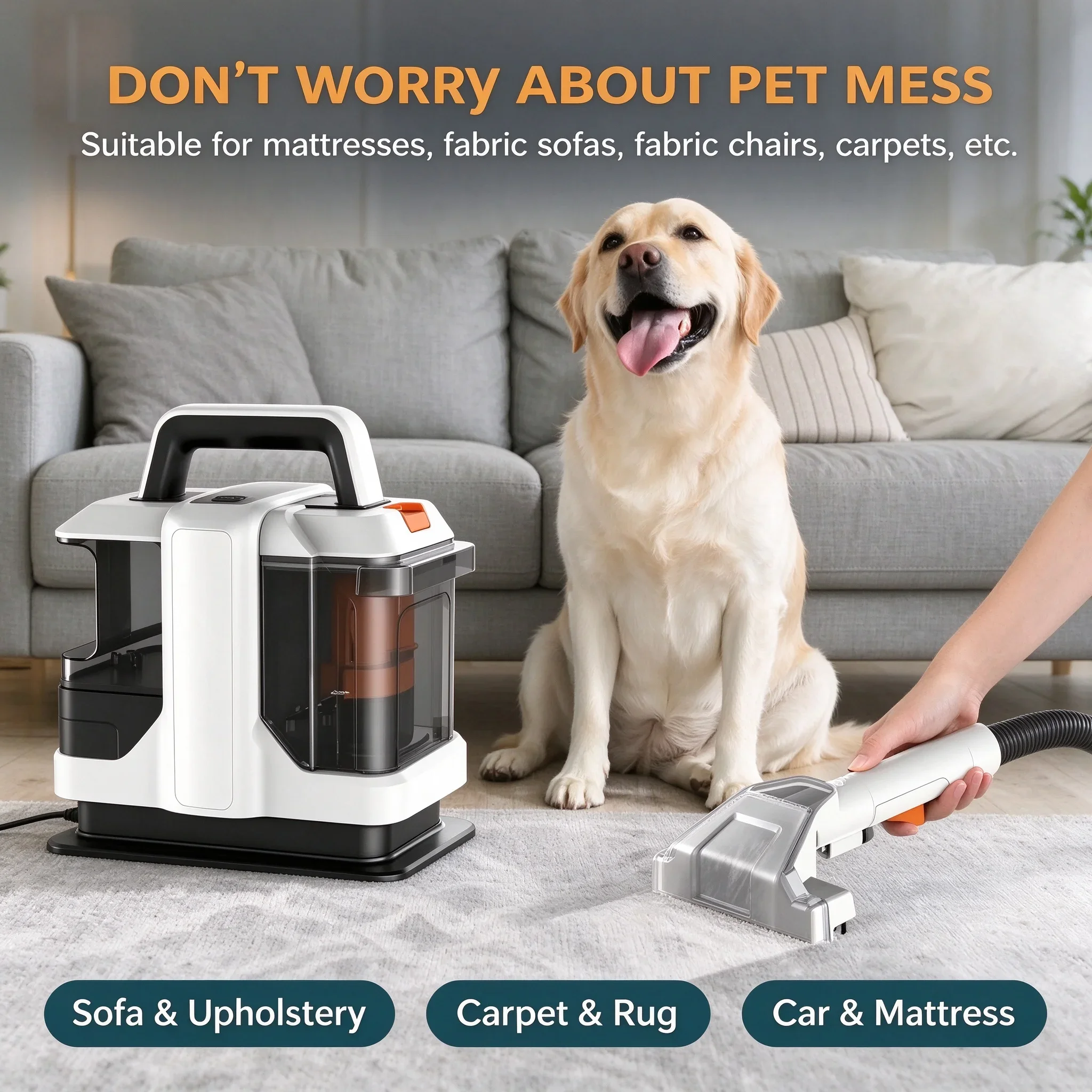 750W Portable Spot Carpet Cleaner 15KPa Spray Suction Integrated Cleaning Machine for Home Car Sofa Upholstery Stain Clean
