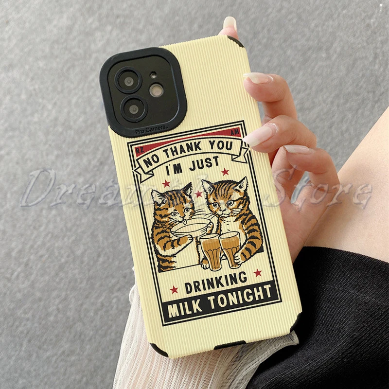 Cute Drunk Cat Phone Case for Iphone 11 Pro Max 12 13 Iphone 14 Pro Max Iphone 15 Pro Max Case