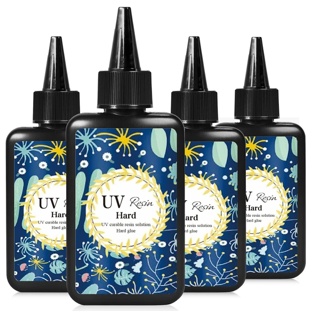 100g UV Resin Clear, losowe formy 5szt Hard, Upgraded Crystal Clear Epoxy Resin Up Premixed UV Cure Resin for Craft Jewelry Making