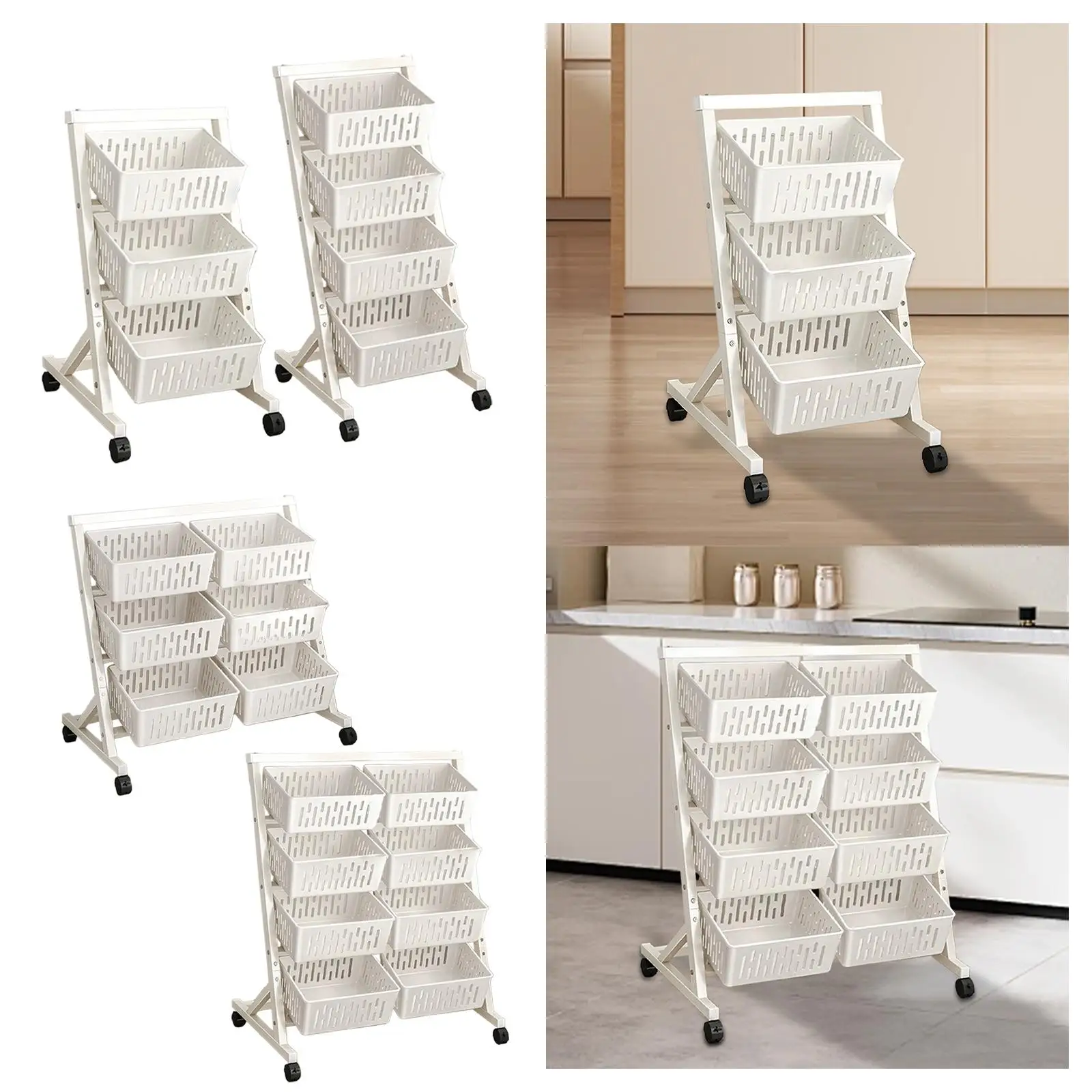 Rolling Cart with Wheels Heavy Duty Large Capacity Metal Frame Storage Organizer Trolley for Bathroom Dining Room Office